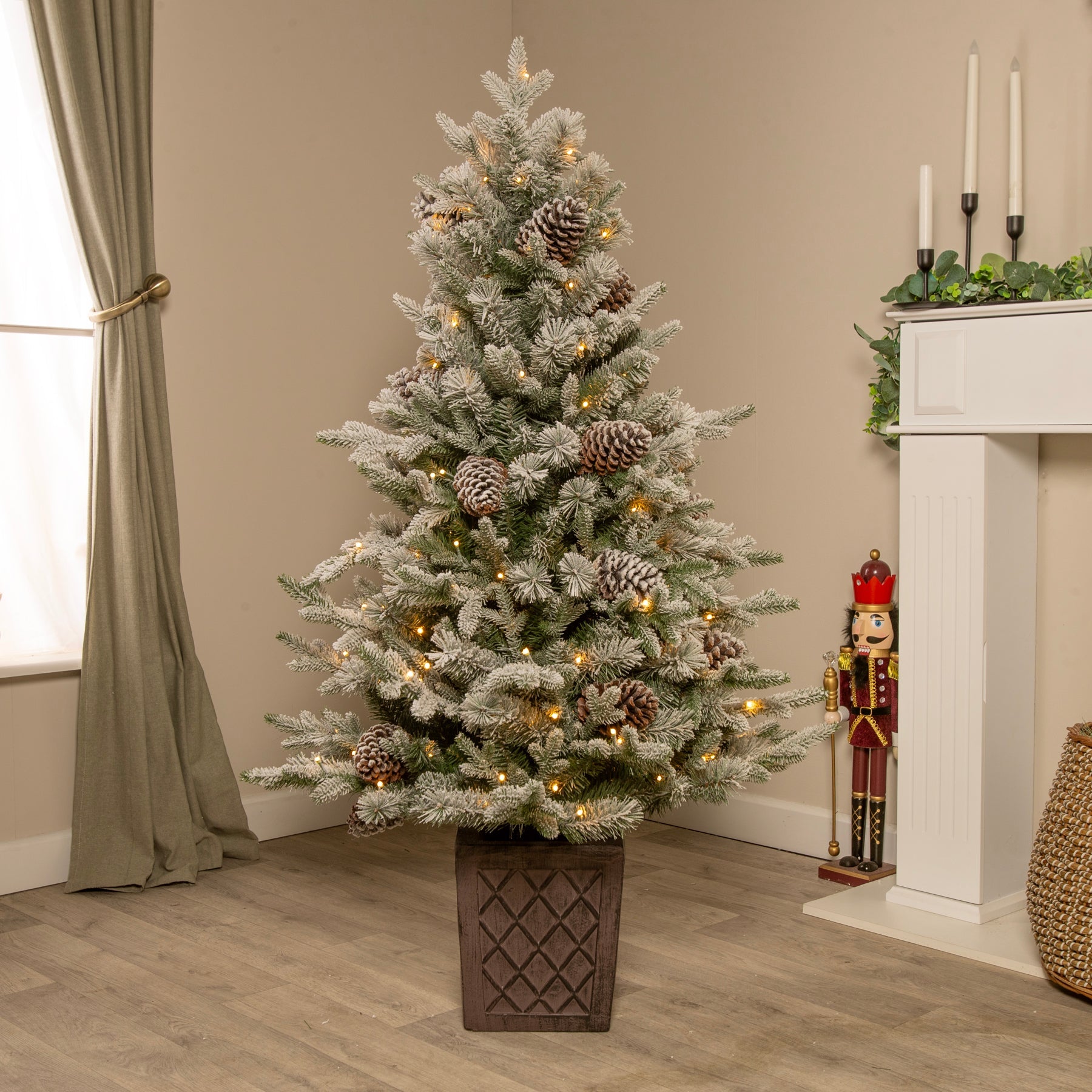 Kensington Fir Artificial Pre-Lit Frosted PE Christmas Tree 4.5FT